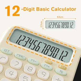 Calculadora básica de escritorio con bloc de notas para la escuela, GUYUCOM lindo, simple, botón grande, calculadora Kawaii estándar para escritorio, 