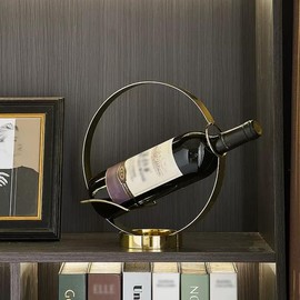 GeLive Gold Wine Bottle Holder Single Bottle Display Stand Freestanding Wine Rack Kitchen Table Decor Wine Shelf Countertop Artistic Home Crafts Decoration Coffee Bar Barware Accessory Wine Lover Gift