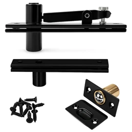 TamBee Pivot Door Hinge, Hidden Door Hinge for Secret Door 304 Stainless Steel Pivot Hinges 360 Degree Rotation Bookcase Hinges, Invisible Pivot Door Hardware with Door Ball Catch (Black)