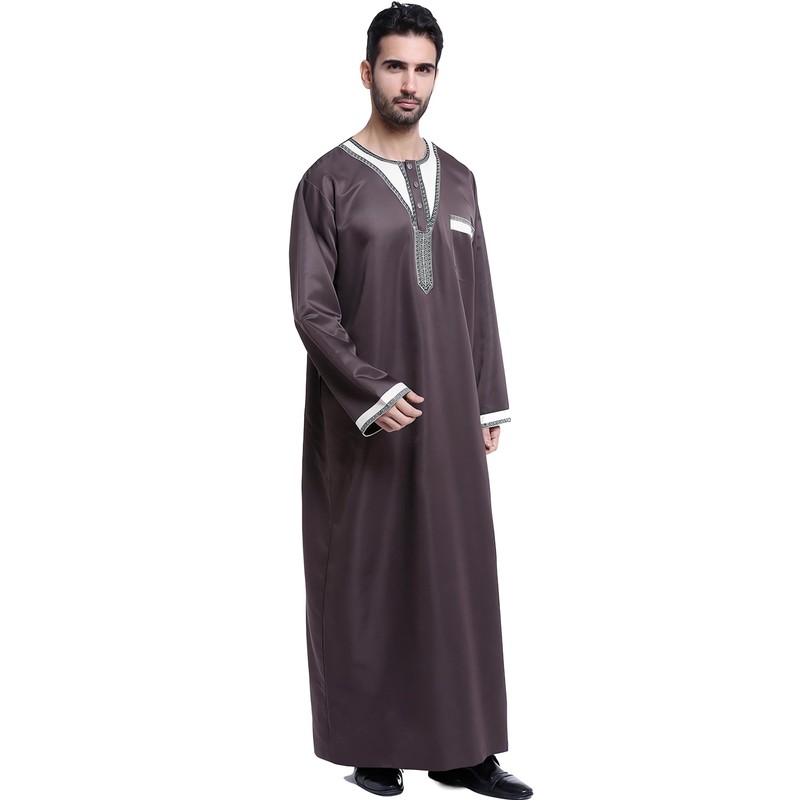 Musuly Men's Kaftan - Traditional Thobe Abaya Djellaba, dark brown