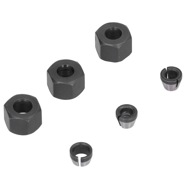 6Pcs Router Collet Adapter Carbon Steel 6mm 6.35mm 8mm Set