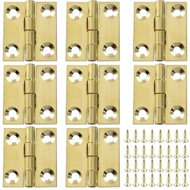 Piutouyar 8 Pack Butt Hinge 1 Inch Mini Hinges Solid Brass Hinges Small Cabinet Hinges Folding Craft Hinges with Mounting Screws for Boxes Gate Drawer
