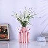 Red and White Ceramic Vase with Handle, Nordic Boho Small
