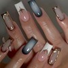 Square Press on Nails Long False Nails French Tip Fake