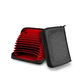 TACTICAL_GEEK PC1 EDC Wallet 11 Compartment Nylon Credit Card Sleeves for Credit Cards Lightweight Waterproof Zip Wallet Minimalist Wallet for Men and Women with Coin Pocket, X-pac Light Black, Black