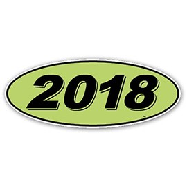 Oval Model Year Window Stickers (Black Numbers on Green) (12 Per Pack) (2018)