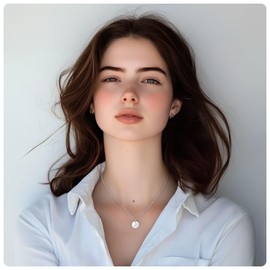 JEMUALE Sterling Silver Necklaces for Women Initial Dainty Necklaces Letter Round Coin Disc Pendant Trendy Jewelry L Necklace