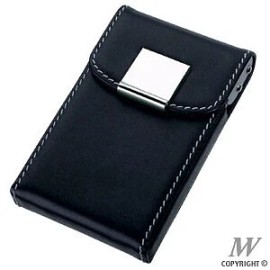 Stephanie Imports Slim Genuine Black Leather Business Card Holder