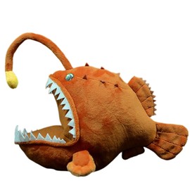 FRANKIEZHOU Lifelike Anglerfish Plush-Brown 12" Deep Sea Fish Stuffed Animal,Soft Monkfish Plush Toy for Boy,Gifts for Kids, Cry Babies