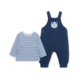 Little Me Baby Boys' Puppy Stripe Knit Overalls, Jumpers, and Coverall Overalls, 3 Months
