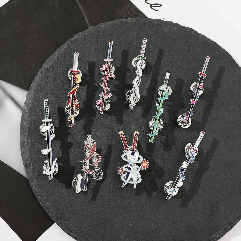 YURAOER Anime Slayer Keychain Pin Set - Cartoon Figures 9