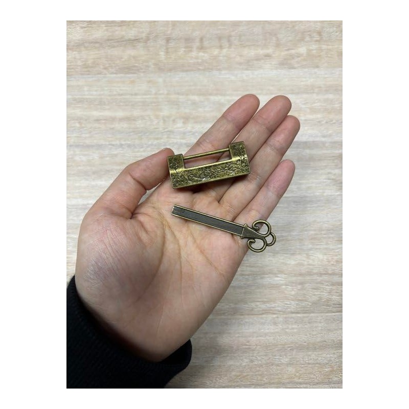 Quluxe Antique Chinese Lock and Key, Flower Bird Carved Retro