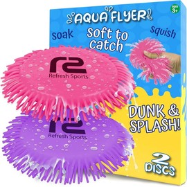 Beach Flying Disc Pool Toy: 2 Pack Water Discs for Kids - Soaks The Target On Impact - Best Outdoor Swimming Pool Toys for Kids - Fun Beach Games & Soft Frisbbee Water Toys For Girls Ages 4-8 8-12 - Color: Red & Blue