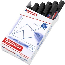 edding 360 whiteboard marker - black - 10 whiteboard pens - round tip 1.5-3 mm - whiteboard pen dry wipe - for whiteboards, flipcharts, pinboards, magnetic and memo boards - sketchnotes - refillable
