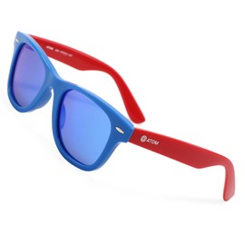 ATOM Polarized 100% UV Protection Kids Sunglasses - Aged between 5-12 Years Children Sunglasses for Boys and Girls (Blue Lens, Blue & Red)