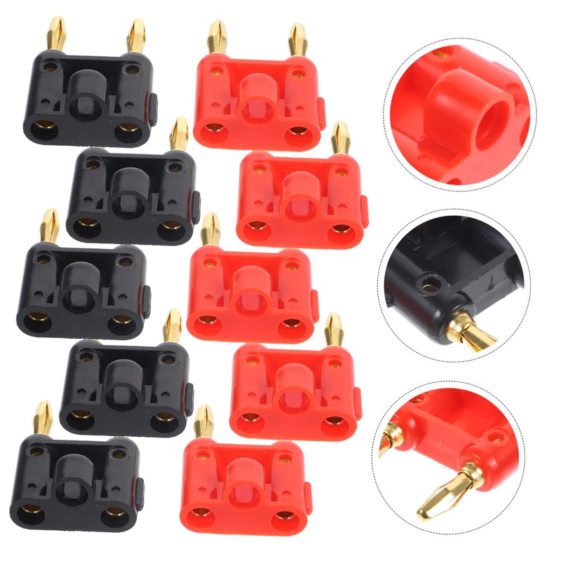 ORFOFE 10pcs Gold Plated Dual Banana Plug Connectors for Audio