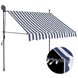 Manual Retractable Awning with LED Strip, Adjustable Height Sun Shade Shelter, Water and Dirt Repellent Outdoor Canopy for Terrace Yard Balcony 59.1"