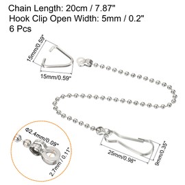 MECCANIXITY Toilet Flappers Chain, 20cm Toilet Handle Lever Lift Flush Replacement Ball Chain Link, 304 Stainless Steel Pack of 6