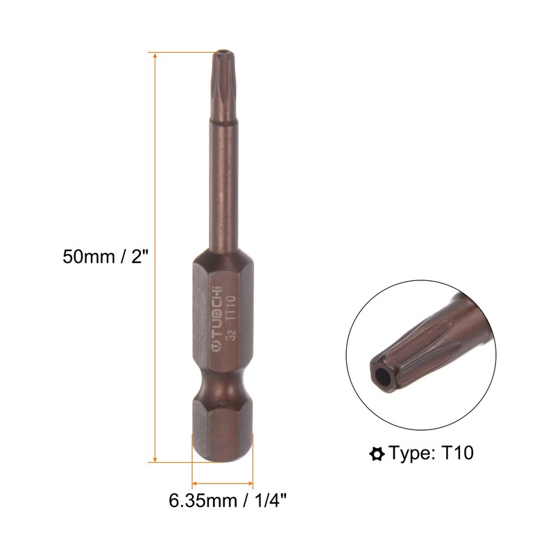 sourcing map Pack of 2 T10 Torx Bit 1/4 Inch