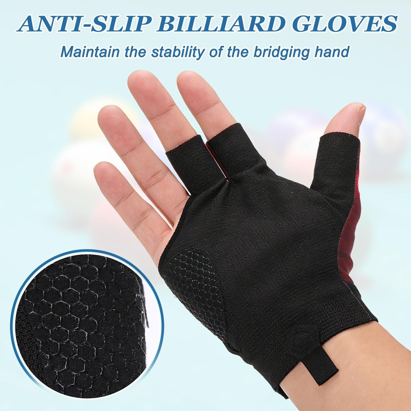 YELARXI 3 Finger Pool Glove Left Hand, Billiard Gloves for