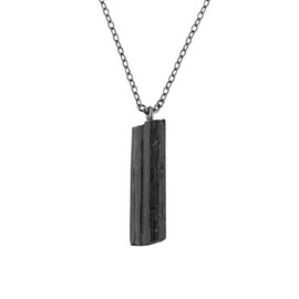 TGH Raw Black Tourmaline Stone Pendant Necklace, Crystal Pendant 10-20 mm, Necklace for Women, Raw Crystal Jewelry, 16 + 2 Inches Adjustable Black Plated Chain, Christmas Gift (Black Tourmaline)