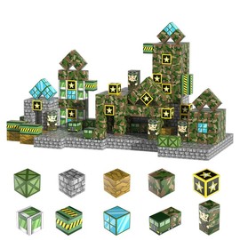 HBECCE Military Magnetic Blocks for Kids, 130 Pieces Magnetic Building Block Toy, Build My World Set Magnetic Cube for Kids Toddlers Boys Girls Ages 1-3-5 6-8 Years