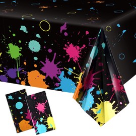 Glow Party Table Covers Neon Party Tablecloths 108 x 54 Inch Glow Party Tablecloths Disposable Plastic Neon Glow Table Cloth for Neon Birthday Party Black Light Party Supplies (2 Pieces)