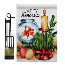 Iranian Nowruz Nowruz Garden Flag Stake Banner Pole Stand Set Tapestry Outdoor Religious Wall Poster Door Sign Iranian New Year Decorcations Religion Porch Yard Home Decor Persian Gifts Made in USA