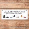 Jackenparkplatz Metallschild - Bitte ordentlich parken Humorvolles Blechschild für Bar