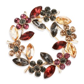 Flower Brooches for Women, Vintage Rhinestone Brooch Pins Elegant Crystal Wreath Brooch Fashion Brooch Pin for Women Girls, Shawls, Wedding, Parties, Proms