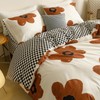 CLOTHKNOW Sunflower California King Comforter Set 3Pcs Brown White Bedding
