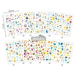 Maildor AE198C Book Stick Pack with 24 Sheets, 14.8 x 21 cm, 1196 Stickers, 1 Pack, Various Designs Magic