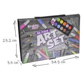 Kreative Kids 86 Piece Craft and Art Set - Kids Colouring Kit with Crayons and Watercolour Paint