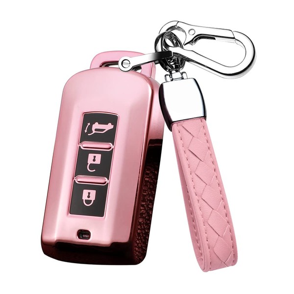HIBEYO Key Fob Cover for Mitsubishi Outlander Sport Eclipse Cross