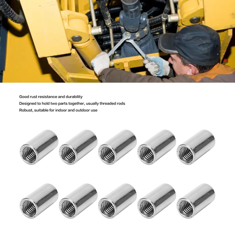 10Pcs Round Coupling Nut Stainless Steel Female Thread M10 Connector