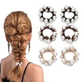 SensaBliss ヘアゴム ヘアアクセサリー パール 髪飾り 髪ゴム おしゃれ シンプル パールクリスタルデザイン オフィス 通勤 大人 ギフトプレゼントに最適（6本セット）