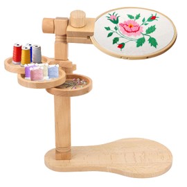 Embroidery Hoop Stand, Rotated Wooden Embroidery Holder Adjustable Rotatable Cross Stitch Stand for Embroidery Sewing Needlework Projects (Embroidery Hoop Not Included)
