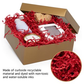 Paper Mart Red Crinkle Cut Paper for Gift Box (1 lb), Crinkle Cut Paper Shred Filler, Shredded Paper for Gift Box, Red Basket Filler Paper Shred (1 lb), Red Paper Box Filler, Basket Shred Filler