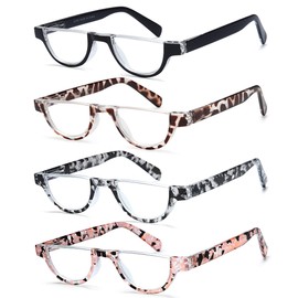 EYEURL Half Frame Reading Glasses for Women-4 Pack Blue Light Glasses Fashion Computer Readers for Women Anti UV Ray Eyeglasses with Spring Hinges,4.0