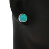925 Sterling Silver Blue Simulated Opal Round Stud Earrings
