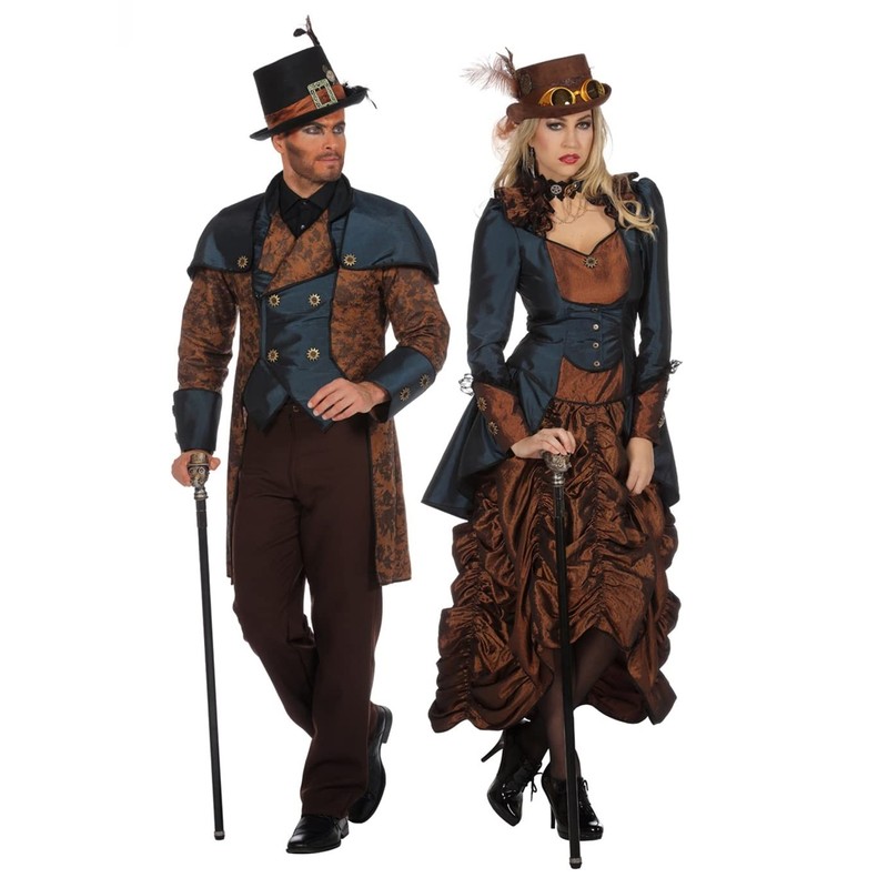 Shoperama Steampunk Dress Brown/Blue Women's Costume Burning Man Victorian Industrial