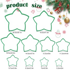 Pilleay 10Pcs Christmas Star Cookie Tree Cutter Set 3D Star Cookie Cutters Xmas Decoration Fondant Cutters Shapes Donut Cookie Cutters Kit for Christmas Tree Cookie Tower Holiday Winter Gift Baking