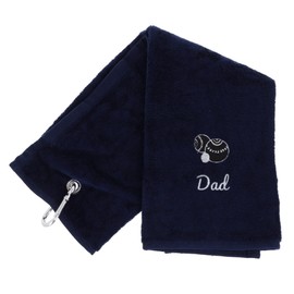 Always Looking Good Embroidered Navy Lawn Bowls Towel for Dad Tri Fold Luxury Velour 50cm x 40cm Custom Bowling Towel with Carabiner Cip Bowling Gifts for Dad