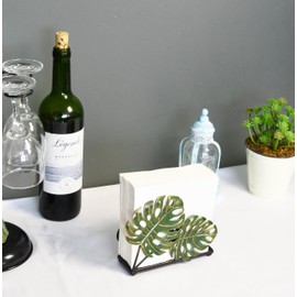 Modern Metal Leaves Design Napkin Holder for Dining Table, Upright Napkin Storage for Kitchen & Countertop, Stylish Paper Towel Dispenser Organizer & Letter Holder, Document File Storage