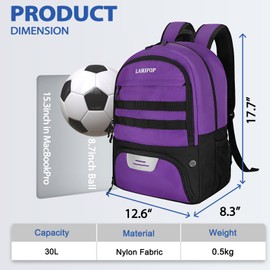 LARIPOP Soccer Backpack,Basketball Backpack with Ball Holder and Shoe Compartment,Men&Women Gifts Backpack for Basketball Accessories Training Equipment Fits Volleyball,Soccer,Sports Gifts