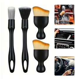 4Pzs Brochas para Detallado Automotriz, Cepillos Suave Microfibra para Limpieza Interior de Coche, Sin Arañazos, Kit Brochas de Cerdas Suave para Tabl