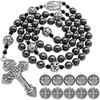 Aswitnove 8mm Hematite Rosary Beads Catholic for Men, Obsidian Rosary