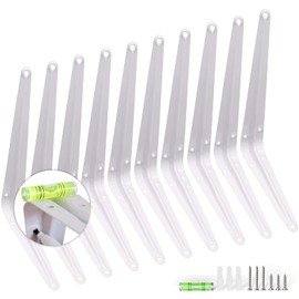 KOOLPUG Shelf Brackets with Screws and Mini Spirit Level, 10 Pcs London Shelf Brackets, Wall Mount Shelf Brackets, Bookshelf Bracket, Floating Shelve Bracket (White,10Pc) (6x8 Inch)