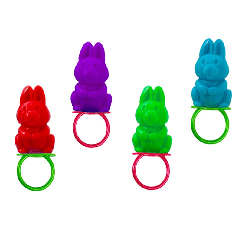 Fruidles Easter Bunny Candy Rings, Assorted Colors Hard Candy, Individually