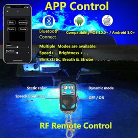 NBWDY Blue Boat Drain Plug Light,IP68 Underwater Boat Lights with APP Remote Control,Replaces Standard 1/2" NPT Drain Plug for Cruising, Fishing & Fun,Smart Cooling System,No Holes to Drill!